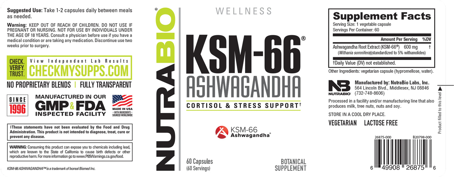 Nutrabio - Ashwagandha KSM-66